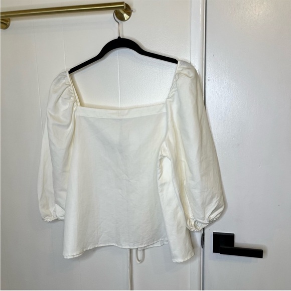 Cult Gaia Aurel white cotton linen tie front top size XS - Picture 8 of 9